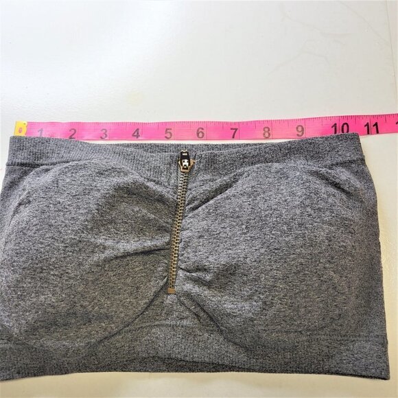 GREY Padded Tube Top Zippered Bandeau One Size - New - Picture 6 of 7
